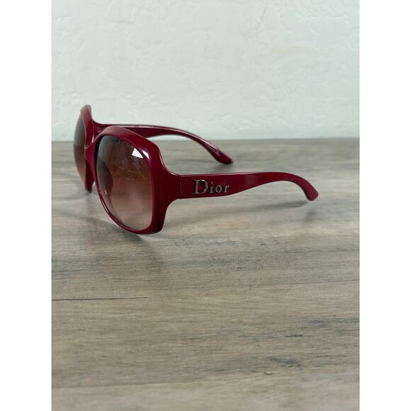 Christian Dior Glossy 1 N5BX4 Optyl Red Oversized Women's Sunglasses EUC - Picture 3 of 6